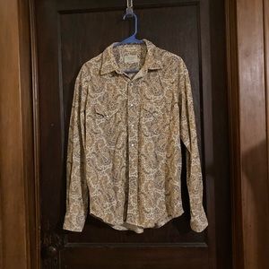 American Eagle Vintage Slim Fit Corduroy Shirt in Paisley Print, size medium.